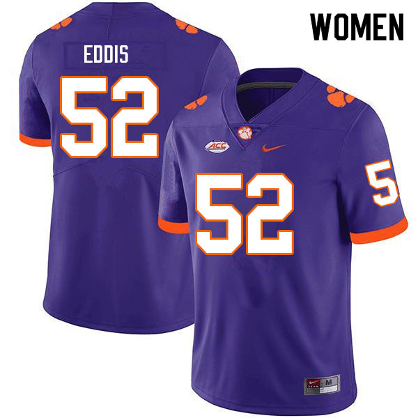 Women #52 Joey Eddis Clemson Tigers College Football Jerseys Sale-Purple